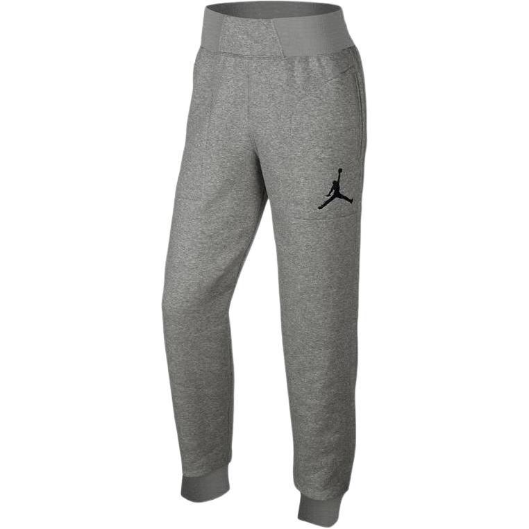 Jordan Solid Logo Embroidered Cuffed Sweatpants Men Bottoms Gray 696205-063