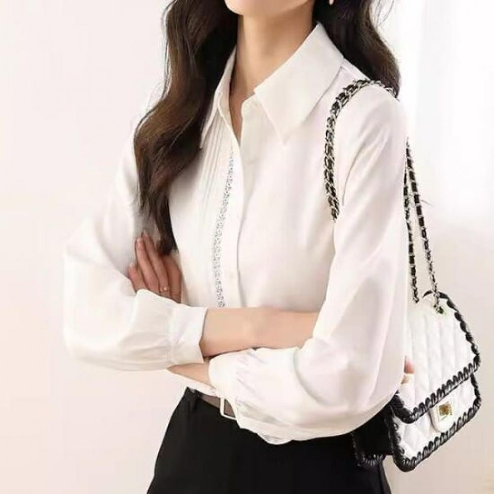Navava Women Luxury Detail Point Long Sleeve Shirt Nb2434