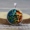Колдовство пентаграмма стеклянный кабошон кулон ожерелье с викканской звездой женское ожерелье с викканским ювелирным изделием