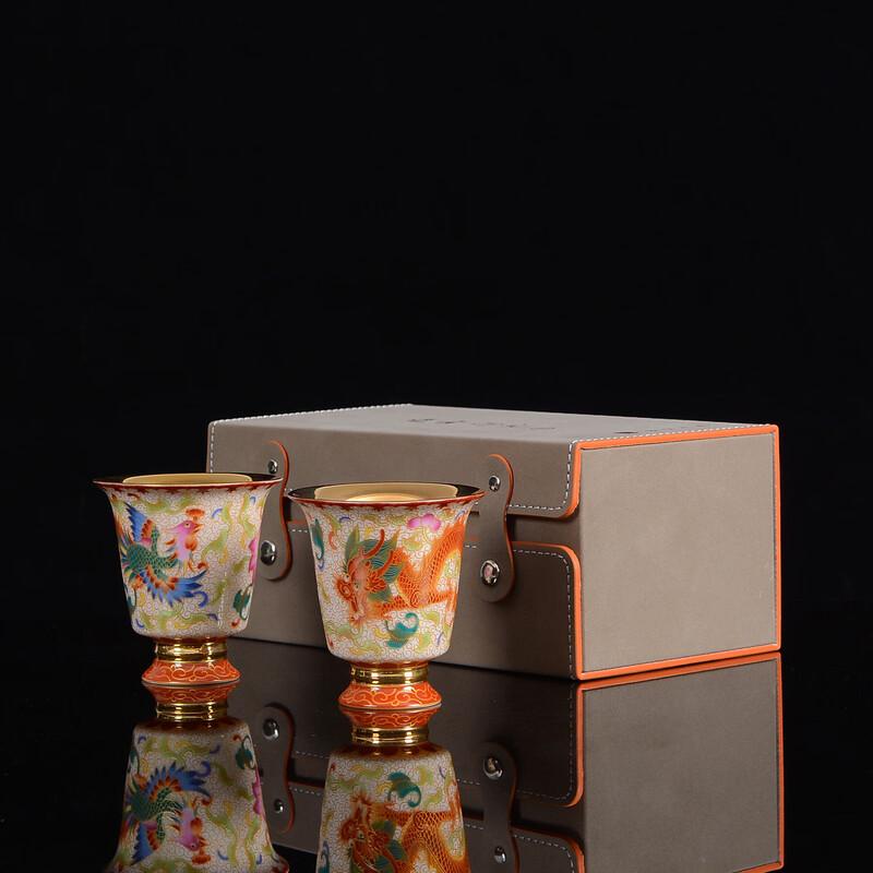 Chaxun Gilded Wood Dragon & Phoenix Personal Teacup