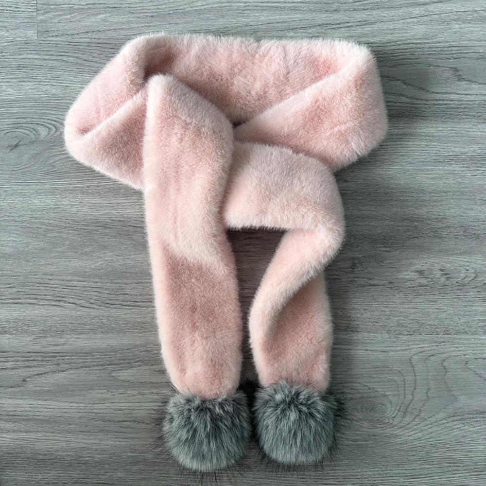 Soft Plush Pom Pom Scarf Pom Pom Trim Plush Scarf New Neck Warmer Women