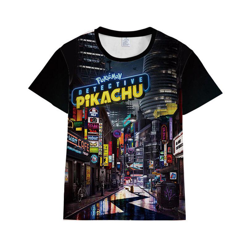Pokemon Detective Pikachu Tshirt 3d Print Short Sleeve Cosplay Costume Tee Tops