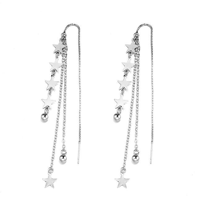 CIAXY Silver Color Geometric Rhombus Earrings for Women Temperament Tassel Long Ear Line Earring 2021 Fashion Jewelry Gift
