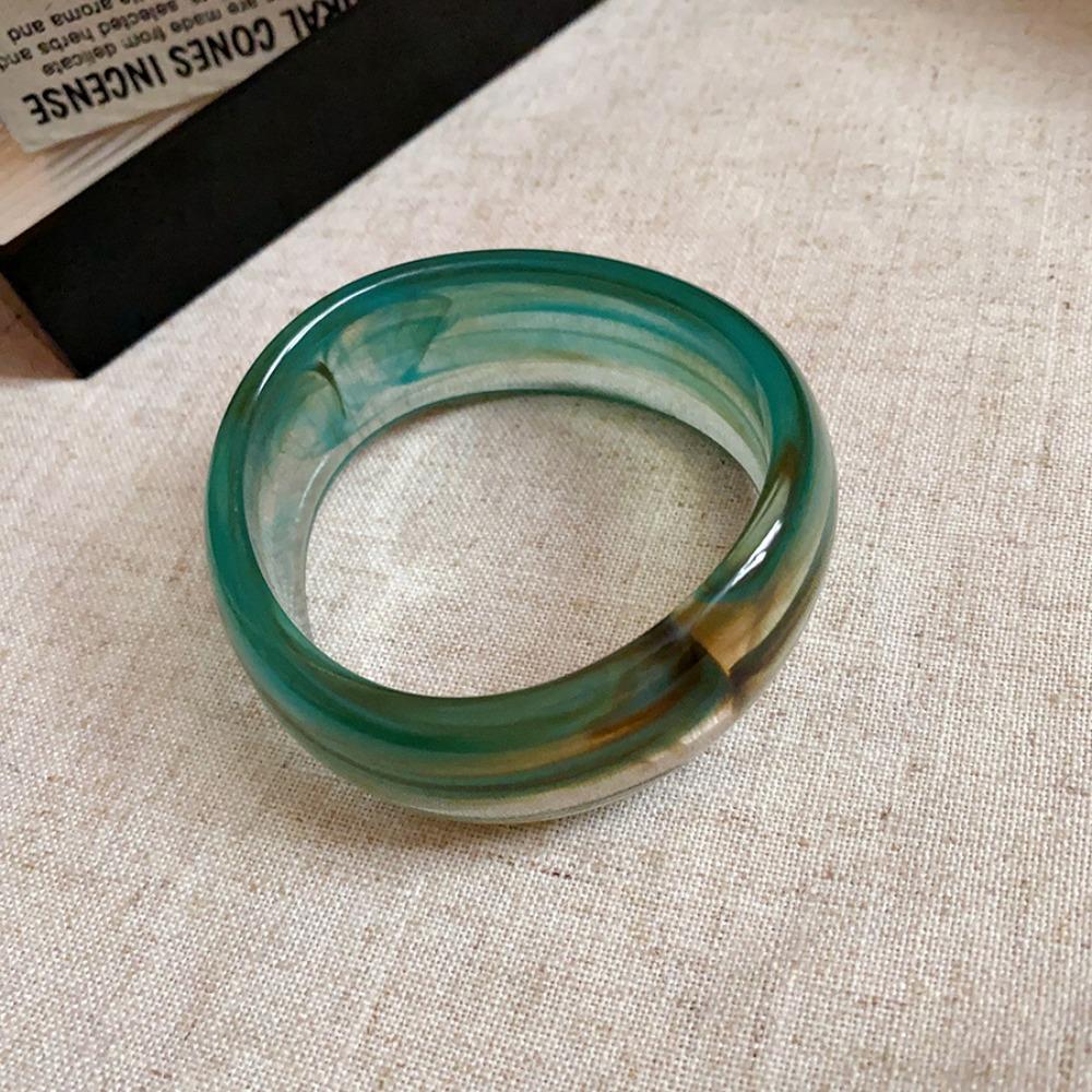 Resin Round Wide Bracelet Exaggerated Retro Geometric Bangle Irregular Acrylic Bangle  Daily