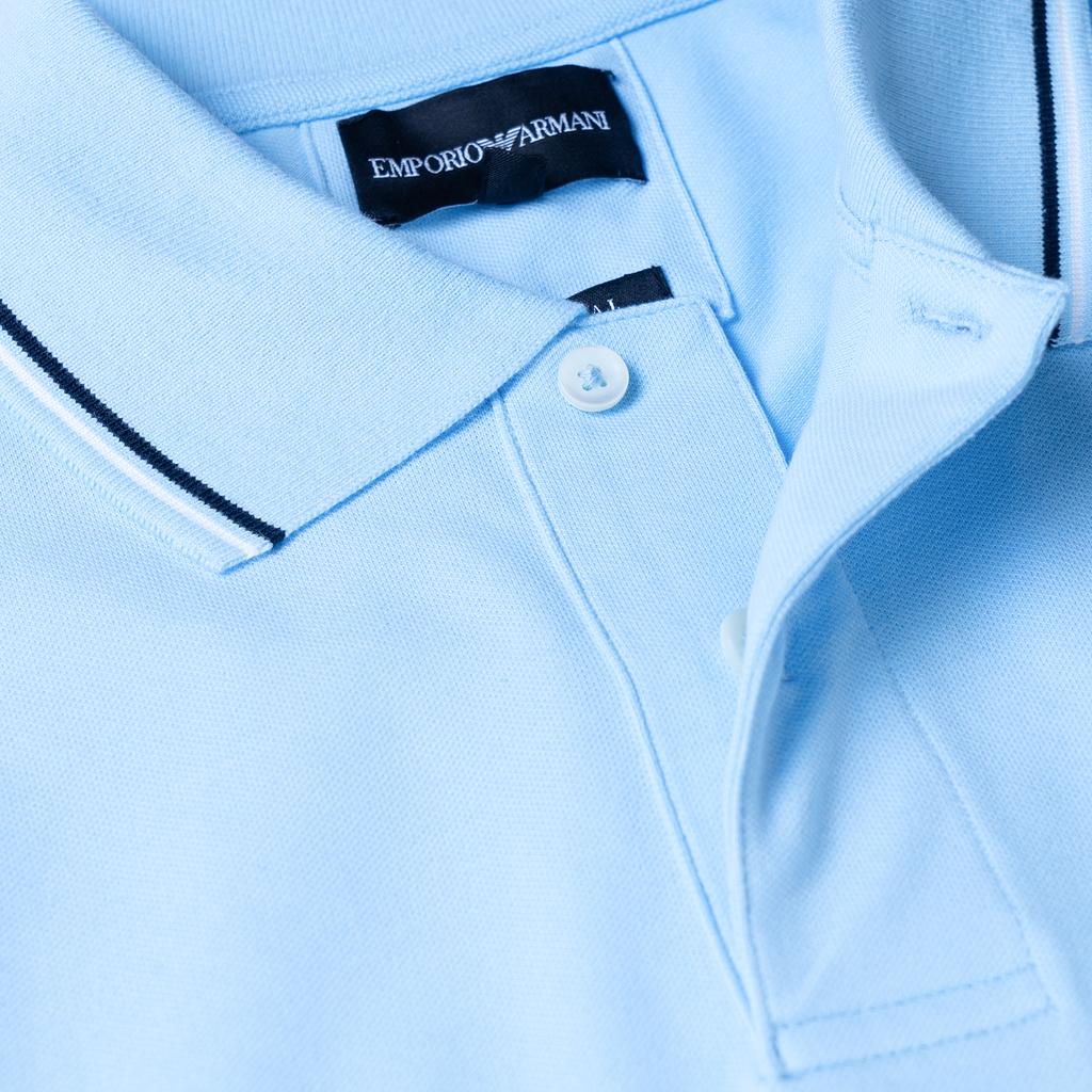 EMPORIO ARMANI SS22 Polo Shirt Men's Light Blue 8N1FB4-1JPTZ-0781