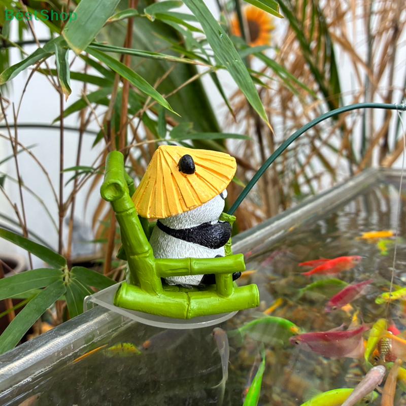 Садовая статуэтка из смолы, панда, рыбак, фигурка для декора на открытом воздухе, скульптура из смолы для прудов, аквариумов, для двора