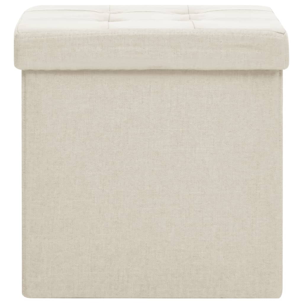 Storage Footstool in Cream White Linen Look