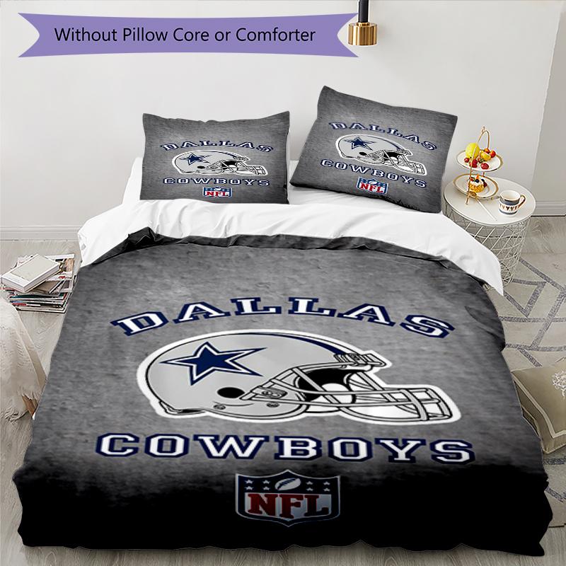 Cowboys Helmet Design Bed Bedding Set 1 Duvet Cover + 2 Pillowcases Soft Breathable Household Bed Linens