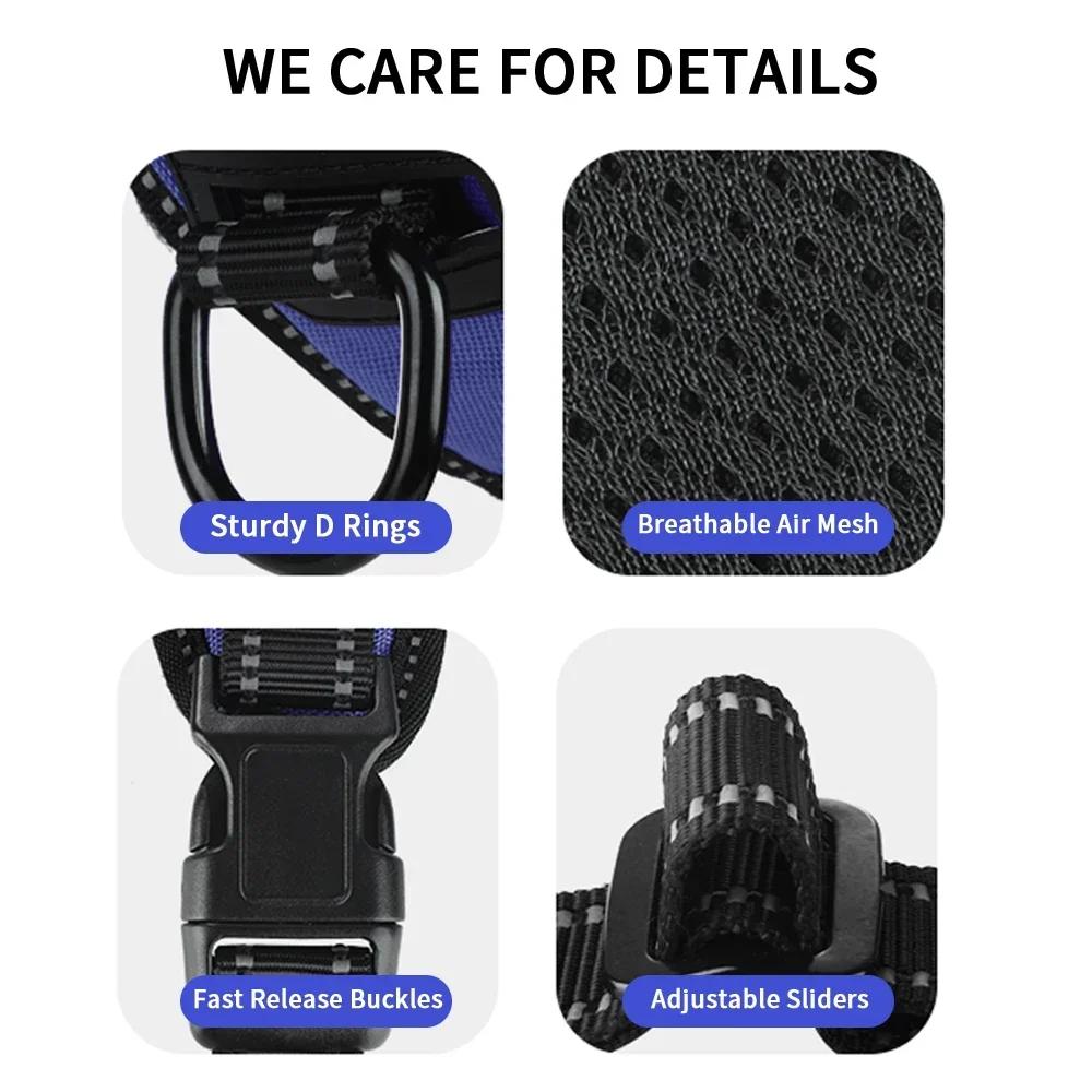 Dog Chest No Pull with Leash Clips Adjustable Soft Padded Reflective Oxford No Choke Pet Vest Easy Control Handle for Large Dogs