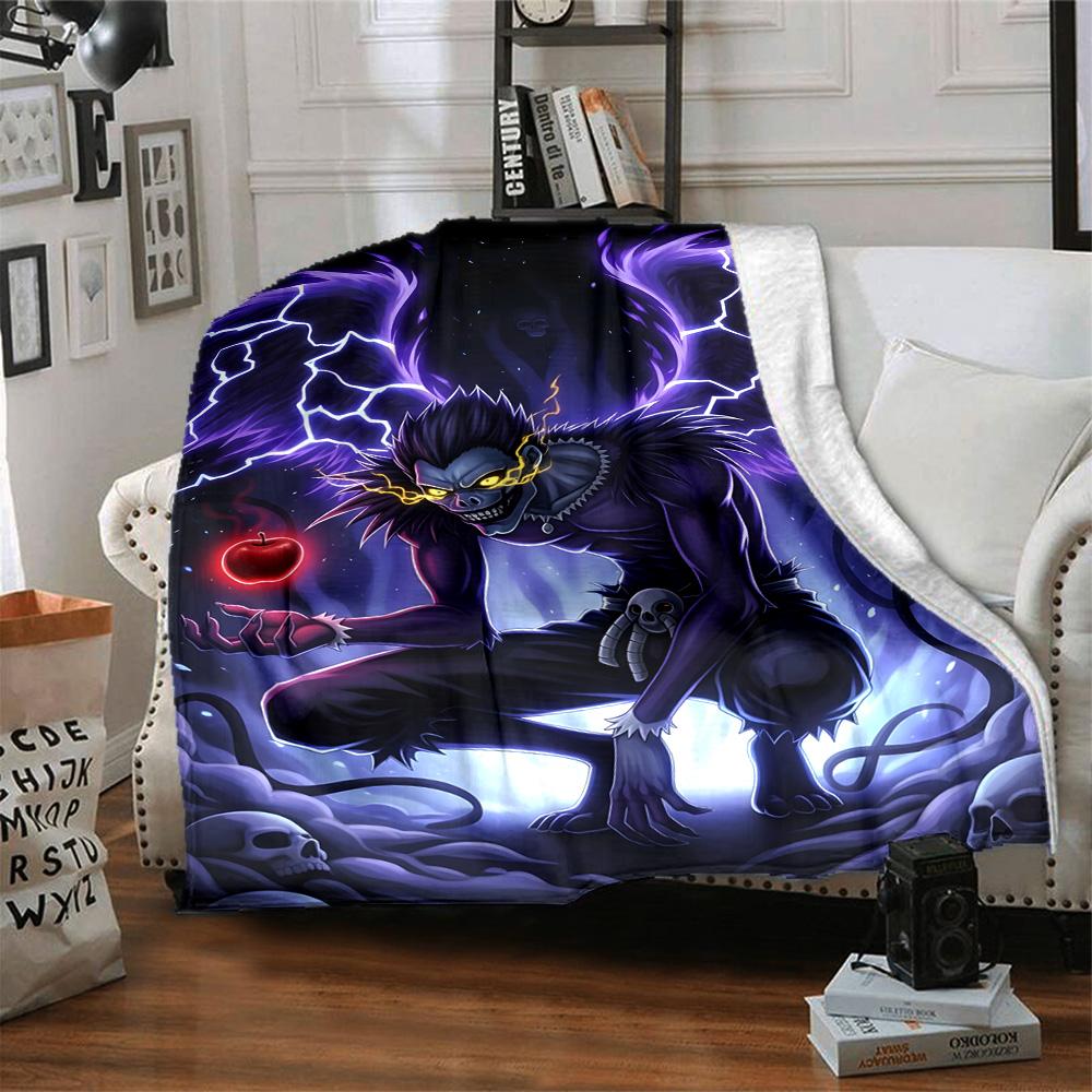 1pc Death Note Blanket, Gift, for Men and Women, Soft Blanket, Good for Sofa Bed Couch Travel, Lightweight Flannel Blanket