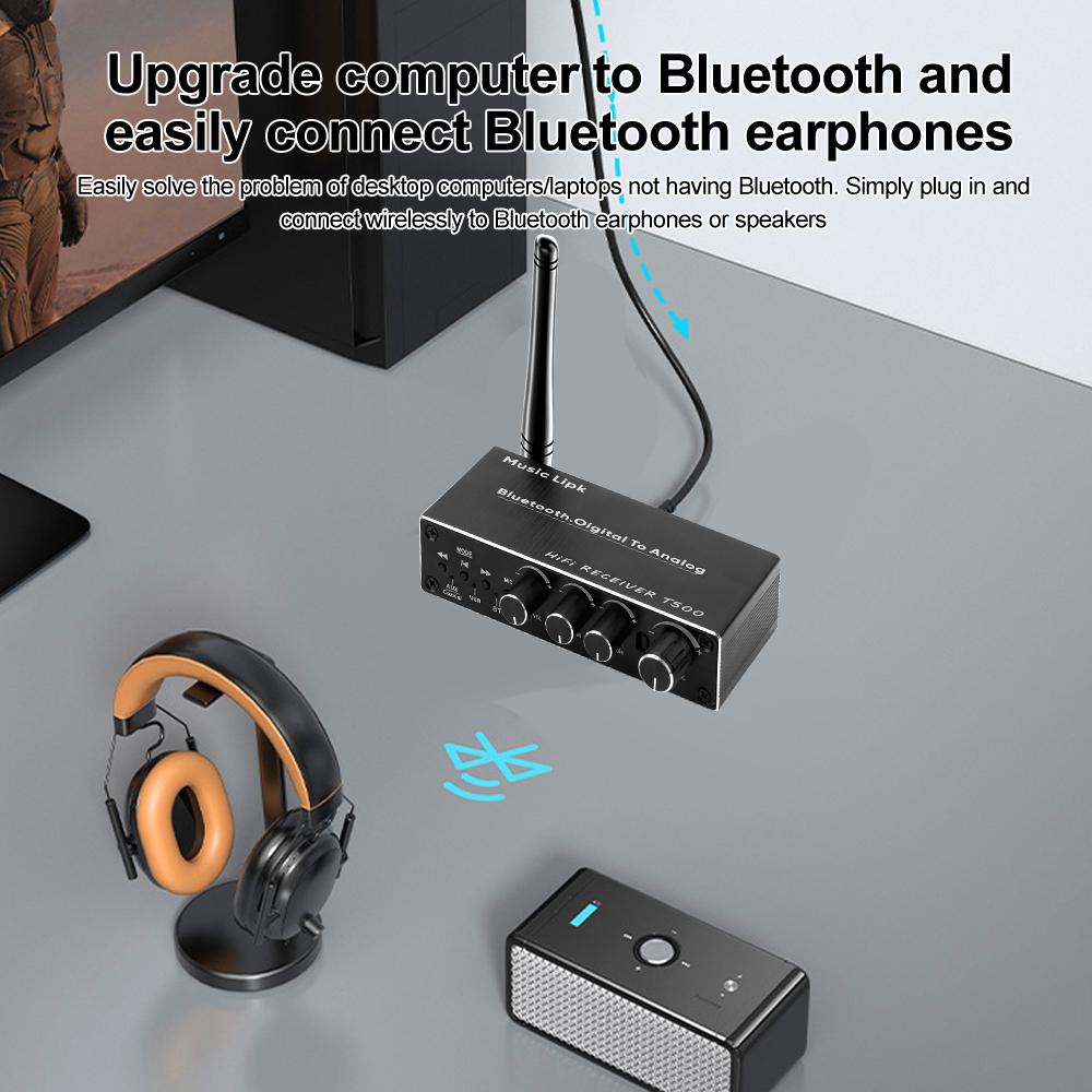 Bluetooth 5.4 Аудиоприемник 3D Стерео Коаксиальный ЦАП Конвертер USB U-Диск Воспроизведение 6.5мм Микрофон Караоке Беспроводной Адаптер Для Автомобильной Колонки