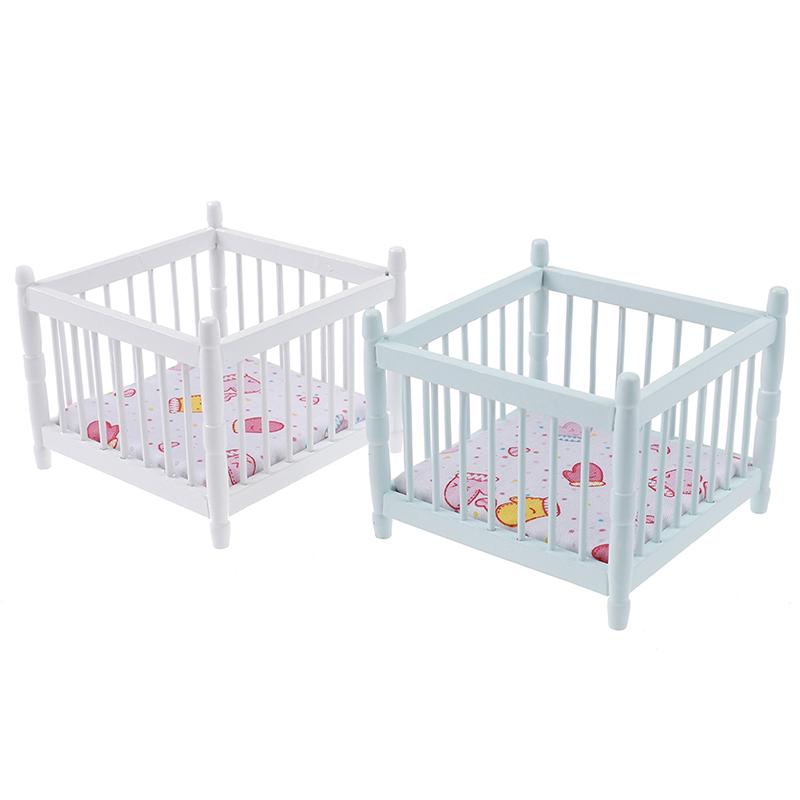 1:12 Миниатюрная кукольная кроватка Деревянная колыбель Мебель для детской комнаты Модель