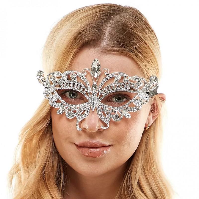 Butterfly Rhinestone Face Mask Halloween Party Costume Photo Prop