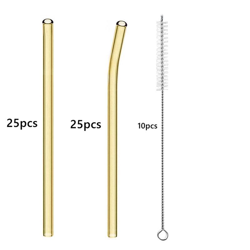 50 шт. разноцветных многоразовых стеклянных трубочек длиной 20 см. Экологичные трубочки для смузи, трубочки для коктейлей, принадлежности для напитков, барная посуда