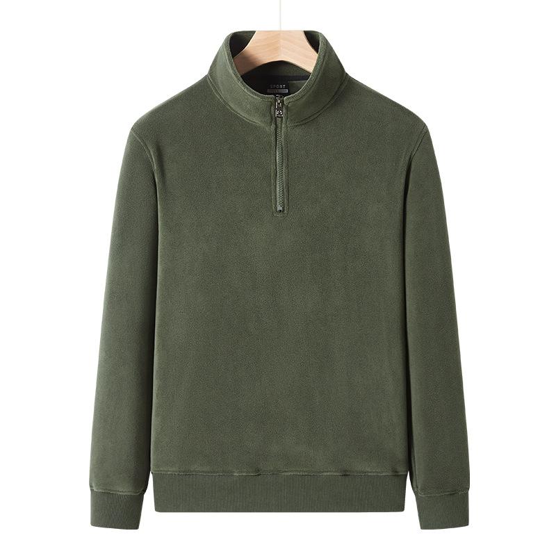 Jacket Men's Large Size Stand-up Collar Half Zipper Pullover Sweater Fattened and Enlarged Autumn and Winter Middle-aged Dad