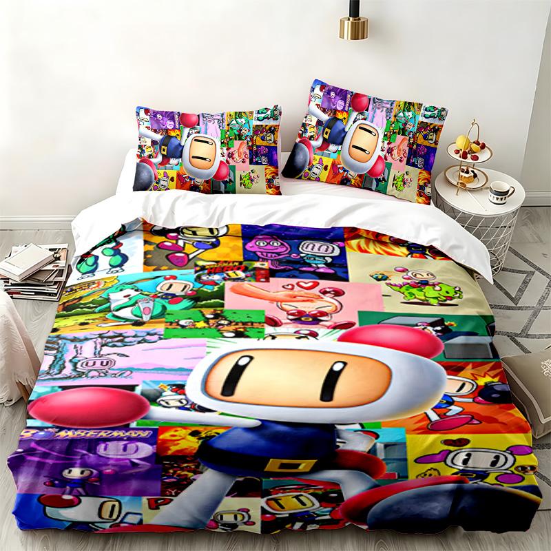 Bomberman 3pc set Perfect for bedroom use Comfortable bedding set includes a duvet cover and two pillowcases Ideal birthday or Christmas gift