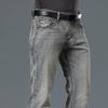 Men's Gray Flared Jeans Boot Cut Leg Flared Loose Fit Mid-Rise Classic Denim Jeans Size 28-38