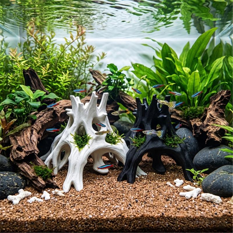 Аквариумные Рыбки Креветки Корень Пещера 3D Печатная Деталь для Водного Аквариума, Укрытие-Ствол для Акваскейпинга, Место для Отдыха, Наблюдения