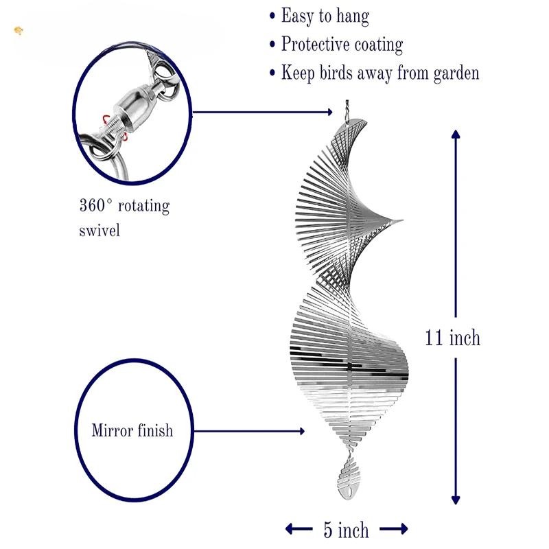 Нержавеющая сталь ветряные колокольчики ветряная мельница металлическая вертушка спиральные ветряные вертушки для украшения двора сада вращающиеся газонные колокольчики украшения