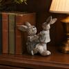 Rustic Resin Sculpture Parent Child Rabbit Statue, Ornament, Cute Rabbits Figurine Garden for Yard Flower Bed Room Table Decor Ornament