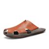 Модные Новинки Мужские Кожаные Тапочки Нескользящая Подошва Удобная Летняя Обувь Дышащие Мужские Полушлепанцы Стильные Повседневные Сандалии для Прогулок
