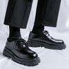 Мужские туфли из кожи на толстой подошве с круглым носком Модные в британском стиле Свадебный тренд вечеринка Открытый отдых обувь для увеличения роста