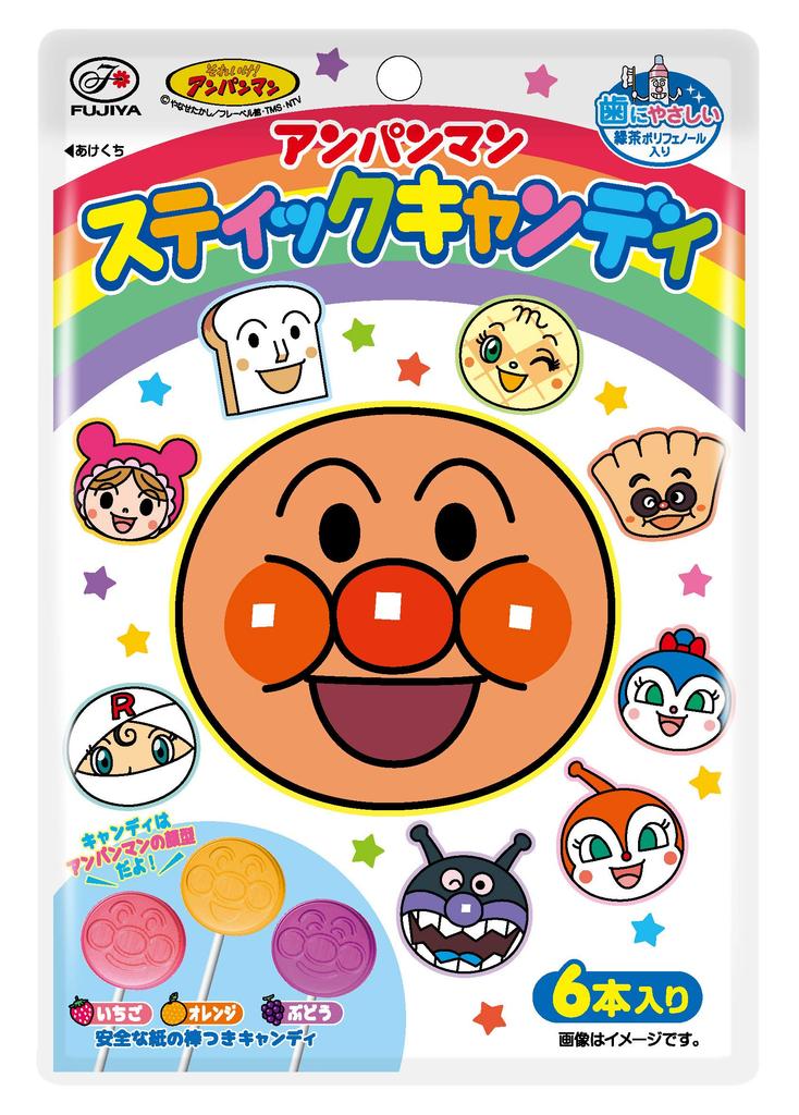 Fujiya Anpanman Stick Candy 6 Pieces X 12 Bags