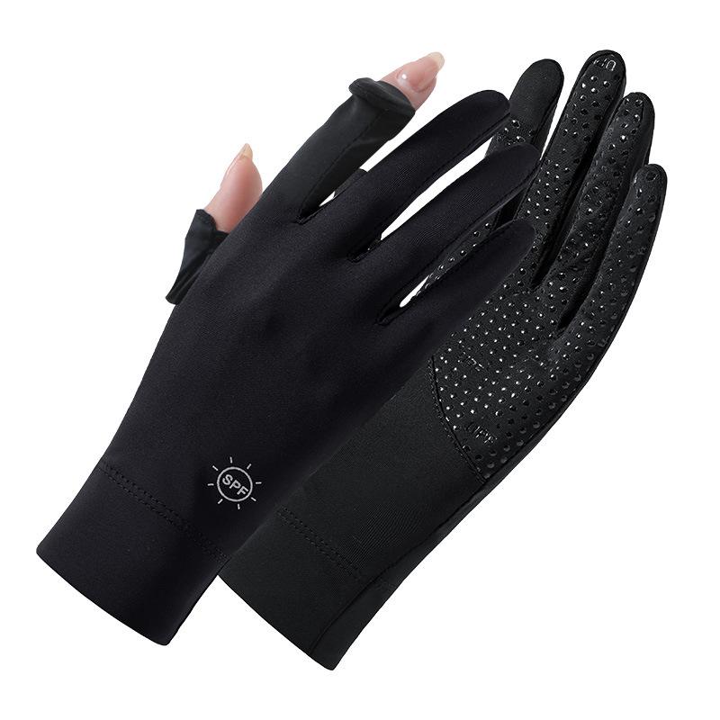 Sun Protection Gloves for Women Summer Coolness Outdoor Sun Protection Thin  Breathable  Anti Slip  Sports Cycling Ice Silk Finger Exposed Gloves