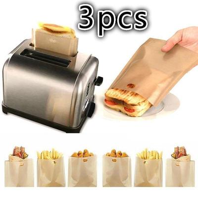 3 шт./набор многоразовых термостойких антипригарных тостерных мешков для сэндвичей, мешков для подогрева картофеля фри, кухонных принадлежностей, гаджетов, кухонных принадлежностей