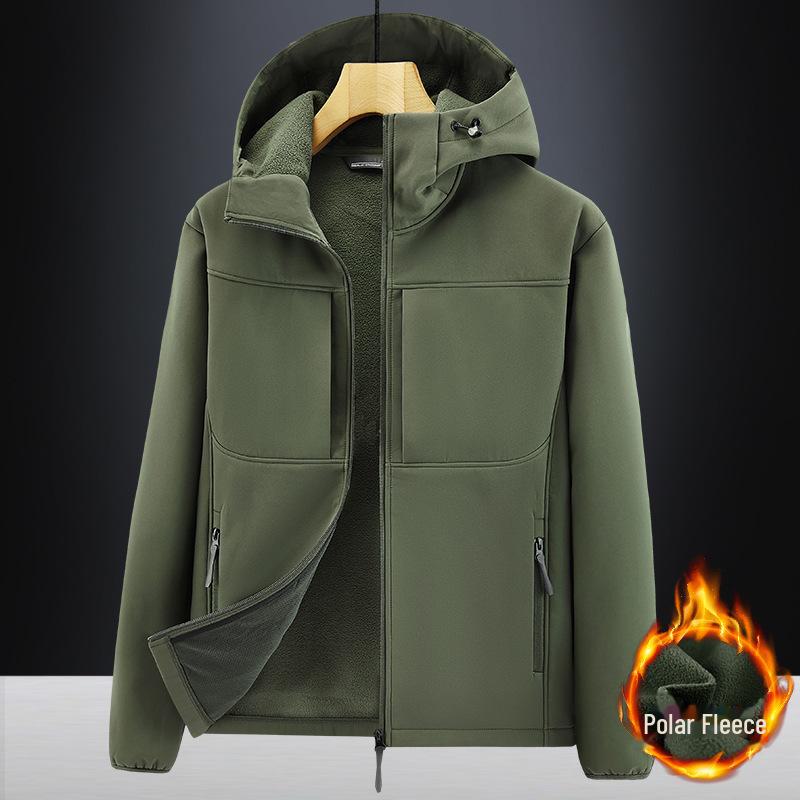 Men's Wind & Waterproof Plus Velvet Soft Shell Jacket - Thick, Large Size for Autumn/Winter