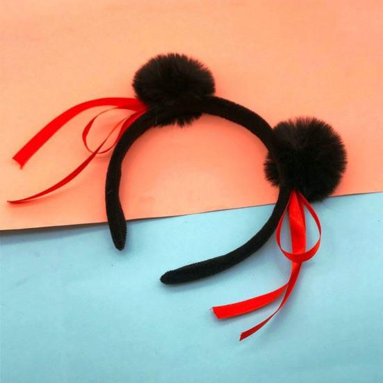 Повязка на голову для взрослых, плюшевая повязка на голову с декором из ленты, праздничный косплей, головной убор для девочек, праздничный костюм, подарок