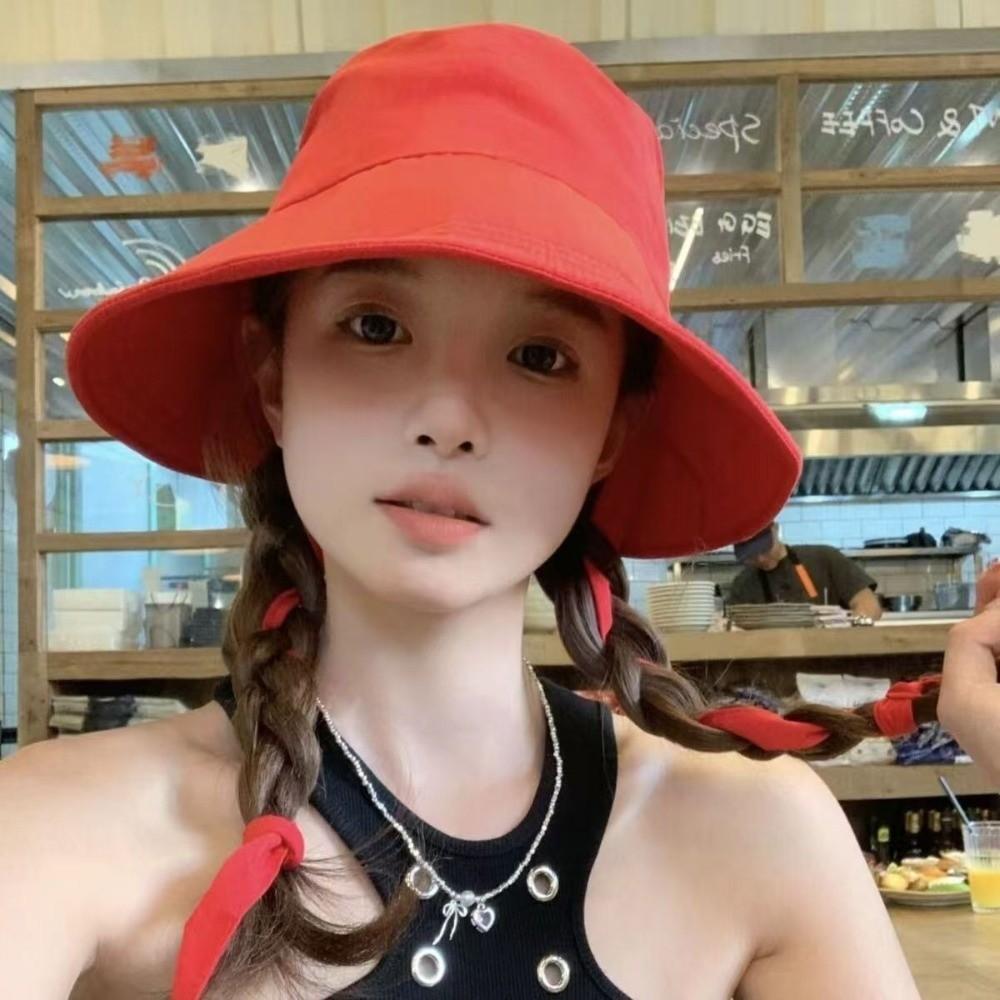 Breathable Lace-up Sunshade Hat UV Protection Bucket Cap Perfect Wide Brim Fisherman Hat Leisure