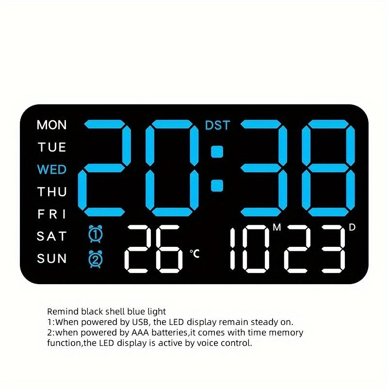 Модные цифровые настенные часы без рамки - многофункциональные, дисплей двойного назначения со значками температуры, влажности и погоды, питание от USB, современный черный цвет