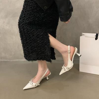 Темперамент черные лакированные сандалии с острым носком и пустым носком женские 2025 новые весенне-осенние туфли на шпильках с высоким каблуком женские