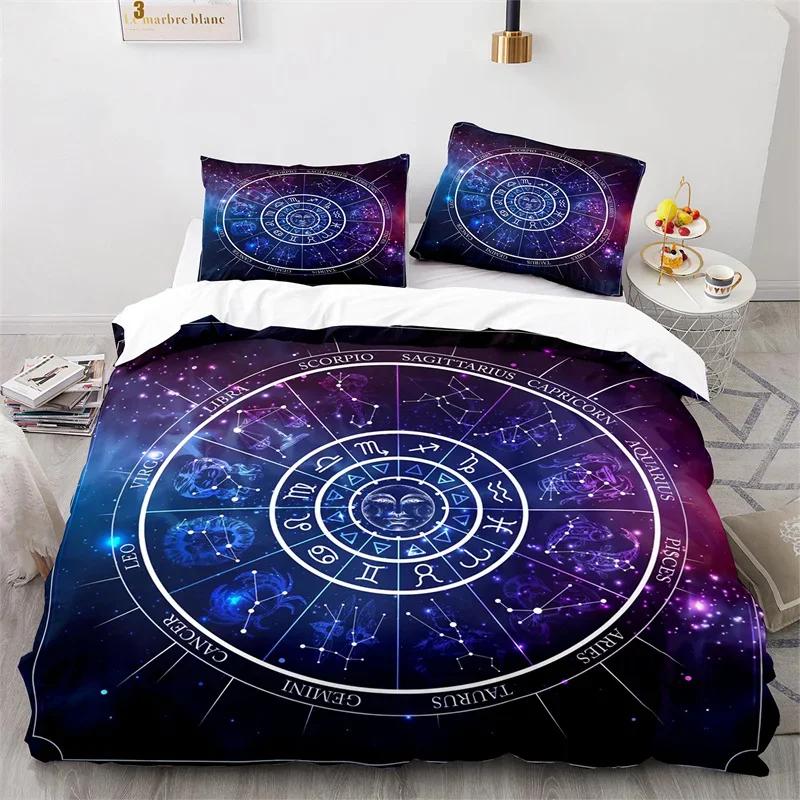 Пододеяльник «Солнце и Луна» King Microfiber Astrology Постельное белье Двенадцать созвездий Зодиака Одеяло Покрывало для детей Мальчиков Девочек