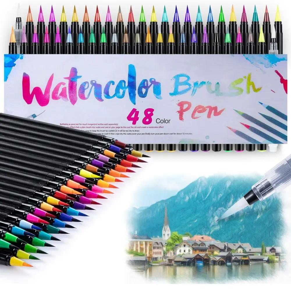 20/24/48Pcs Watercolor Brush Pens Art Markers, Art Supplies Brush Marker Pens Colored Pens Script Paintbrush for Calligraphy
