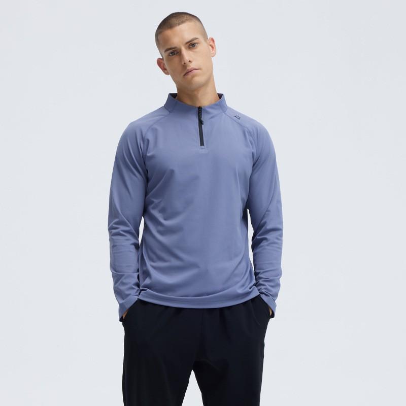 Unisex Long Sleeve Quick-Dry Running Top With Half-Zip Stand Collar Winter Fitness Hiking