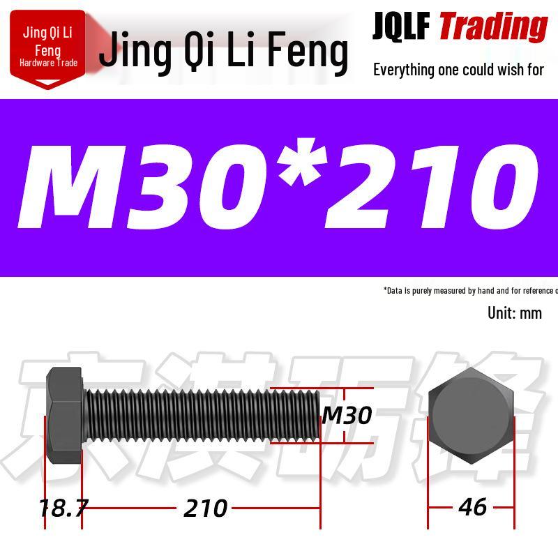 12.9 Grade High-Strength Blackened Hex Bolt M22-M48