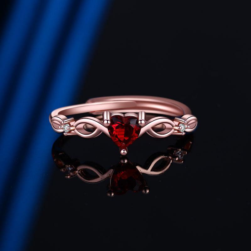Кольцо Viva для женщин с покрытием из розового золота и вставкой из циркона, красное кольцо в форме сердца, модные аксессуары, регулировка открывания