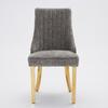 Rayon Cloth Flocking Chenille Dining Chairs, Comfy Upholstered Accent Chair with Golden Stainless Steel Plating Legs, Set of 2 (Gray), DE1647GY