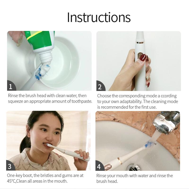 Электрическая зубная щетка K·SKIN Sonic, 4 режима, 3 насадки