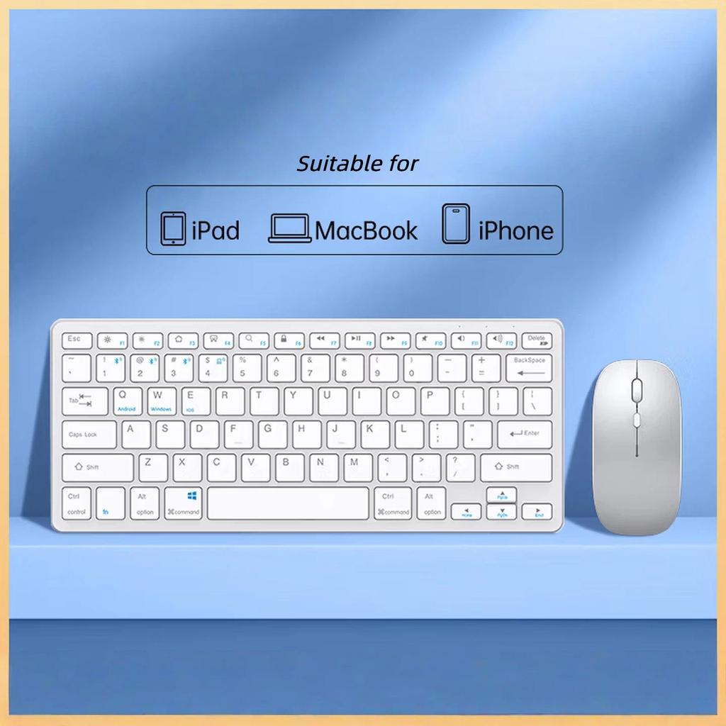 Беспроводная мышь и клавиатура для Mac, перезаряжаемая беспроводная Bluetooth-клавиатура для офисного ноутбука, белая и серебристая