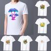 Men's Classic T-shirt Casual O-neck Mushroom Printing Pattern Series Commuter All-match Breathable White Shirt