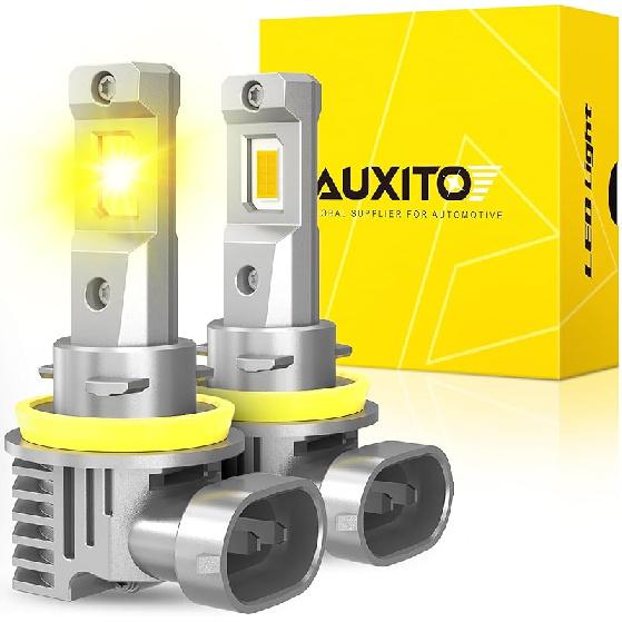 AUXITO H11 H8 LED Fog Light Bulbs 6500K White 500% High Brightness H11/H16/H8 LED CSP Chips DRL Replacement, 360° Full Illumination Non-Polarity