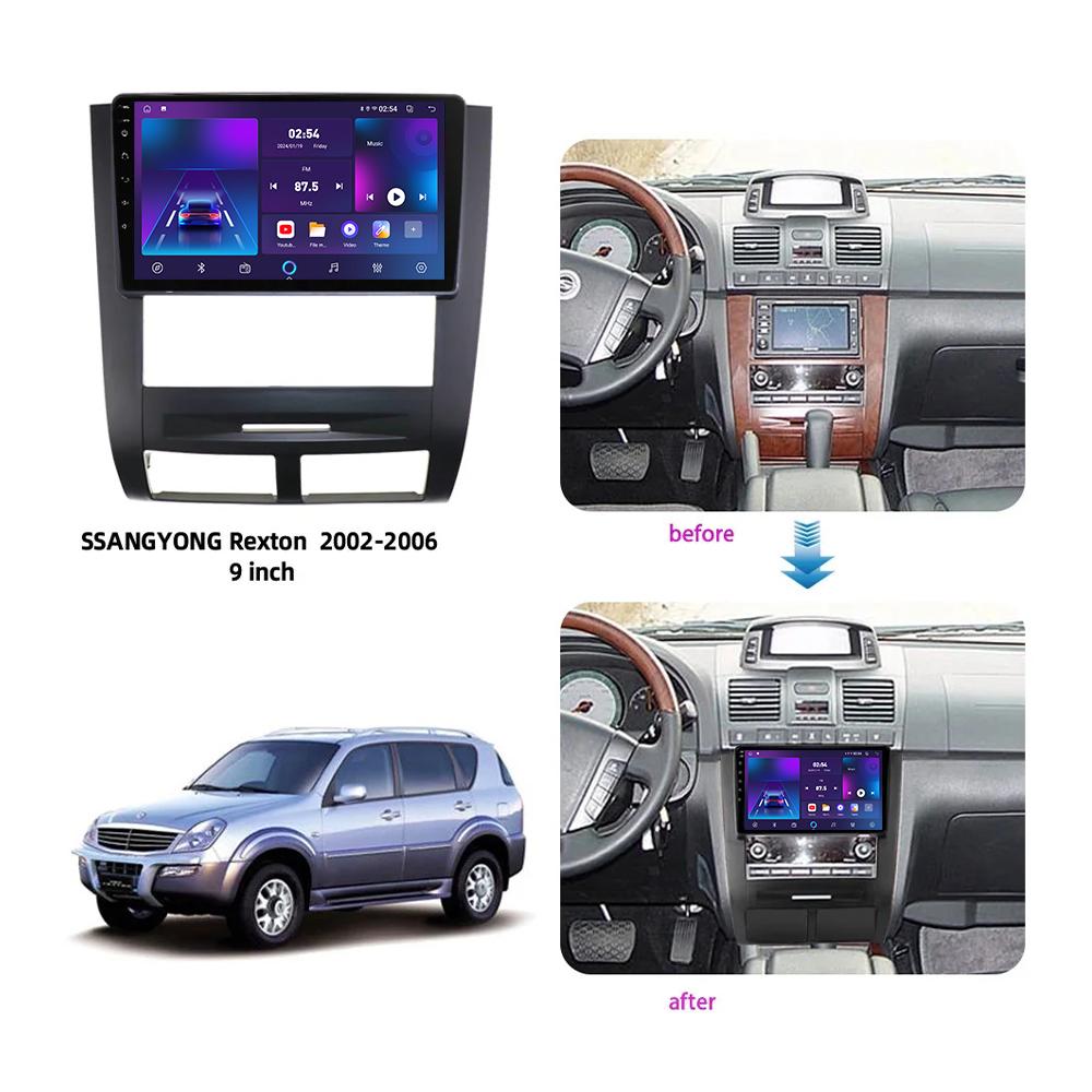 Android Car Radio для SSANGYONG Rexton 2002 - 2006 Мультимедийный проигрыватель Головное устройство Стерео GPS Навигация BT WIFI 1+16 ГБ