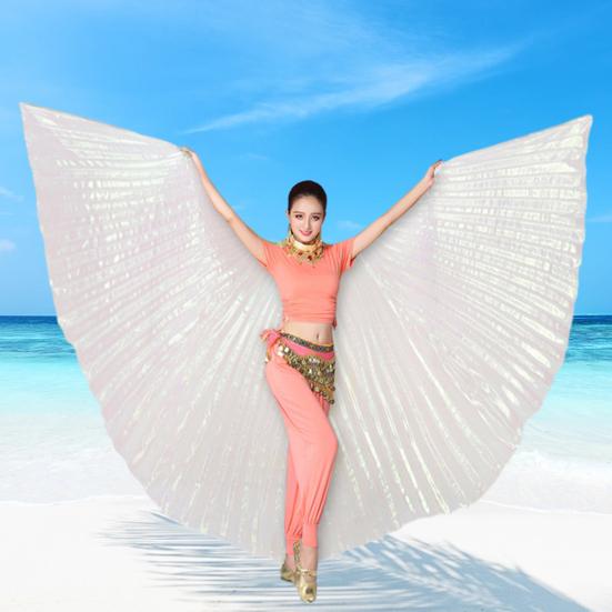 1 Set Belly Dance Wing with Telescopic Rod Eye-catching Wing Prop Cosplay Costume for Parties Festivals Decoration