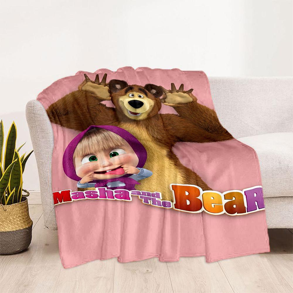 Masha Bear Blanket Soft & Cozy Perfect for Office Seaside Bedding for All Seasons Warmthful Decor Ideal Gift For Birthday Valentine'S Day
