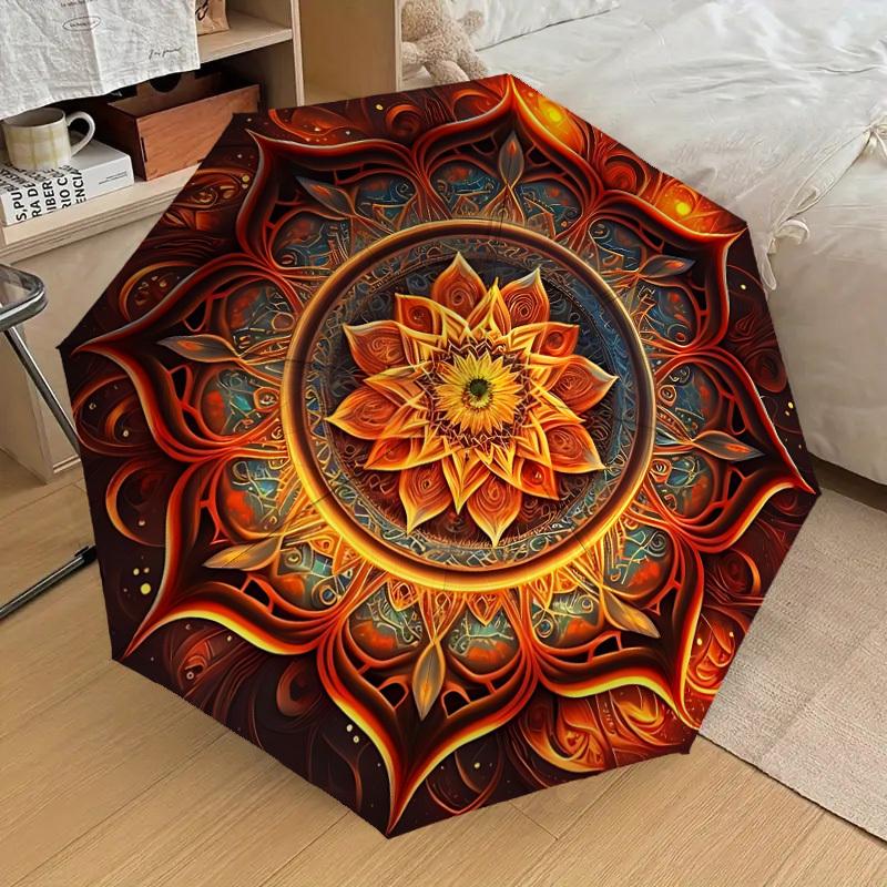 1pc Mandala Artwork Automatic Open/Close Umbrella, Folding Compact Umbrella with Lightweight Design for Women/Men yy251028242