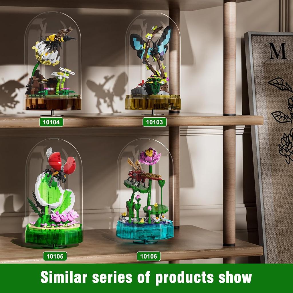 MOULD KING 10104 Набор для сборки коллекции насекомых пчел с музыкальной коробкой для показа рождественских украшений в подарок
