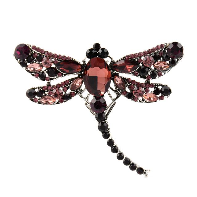 Ретро Большие Хрустальные Броши Стрекозы Женские Цветные Сплавы Насекомые Брошь Булавки Подарки